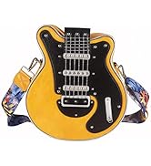 SURPRISE PIE Trendy Guitar Shaped Medium Vegan Leather Crossbody Bag Purse