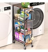 DTUQYX Laundry Room Organization Cart, 4 Tier Slim Rolling Cart for Small Narrow Spaces, Storage ...