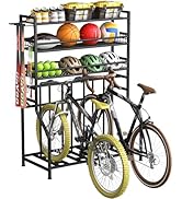 Soywey 4 Bike Stand,Bike Rack Garage with 3-Tier Storage Rack,Suitable for Organizing Mountain,Ro...