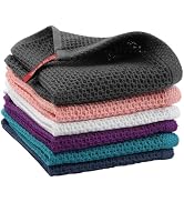 INFICRIME 100% Cotton Waffle Weave Kitchen Dish Cloths, 6-Pack 12x12 Inch Dark Grey Ultra Soft Ab...