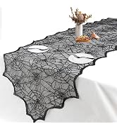 Halloween Table Runner, Black Lace Spider Web Table Runner for Halloween Table Decor, 18 X 72 Inc...