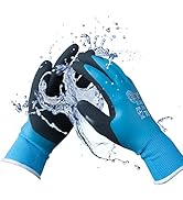 Brigic Waterproof Gloves-Flexible & Great Grip, Waterproof Work Glove with Double Coated Latex, G...