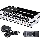 Tendak HDMI Switch with Audio Extractor, 4K 5 Ports HDMI Switcher Box with Optical Toslink SPDIF ...