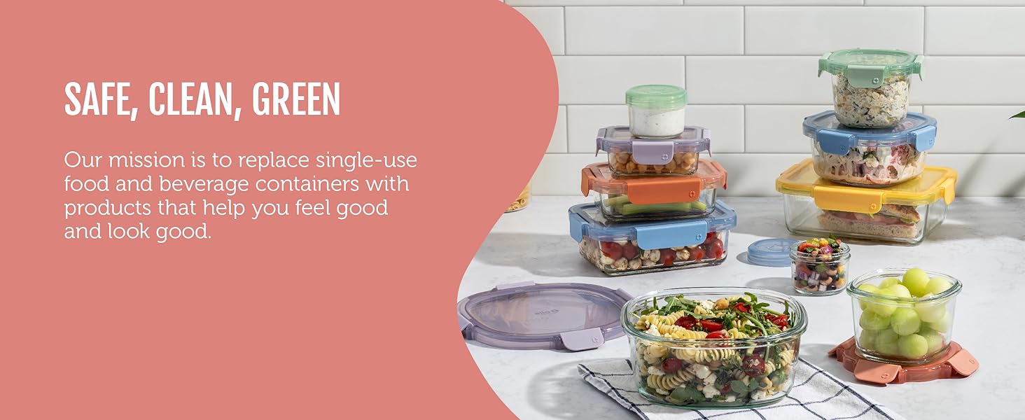 Ello 3pc 4oz glass condiment containers set