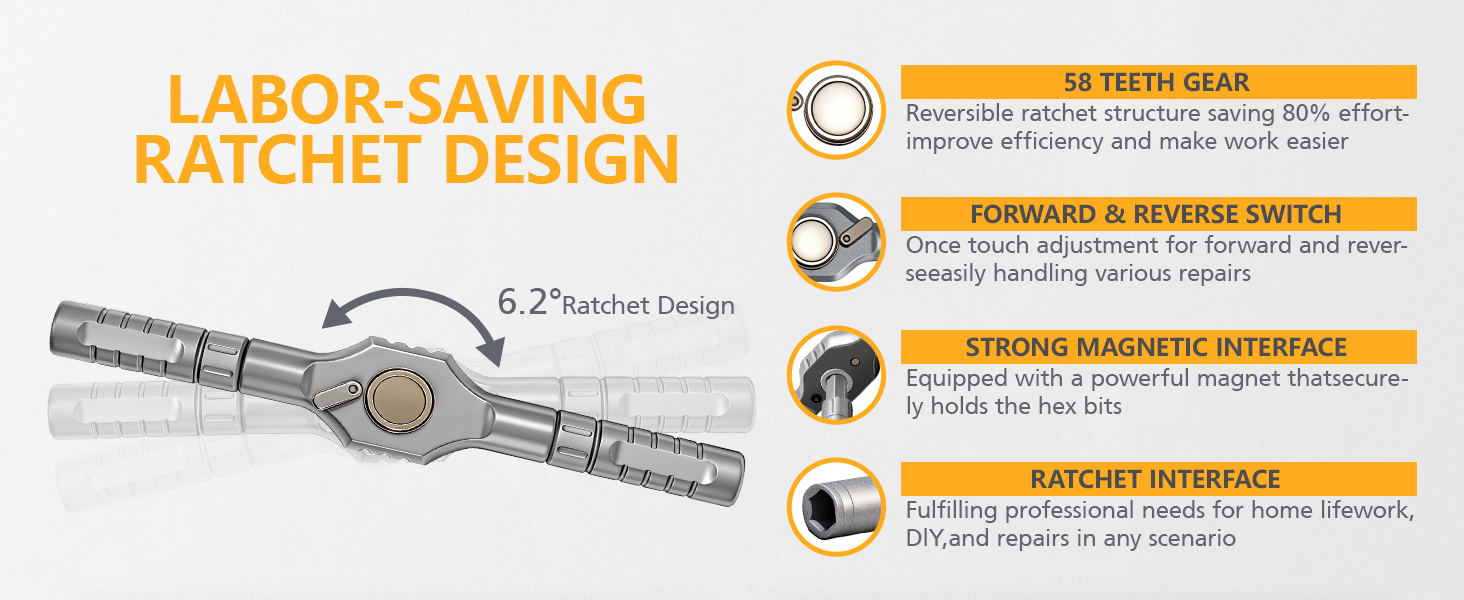 24 in 1 magnetic ratchet screwdriver set