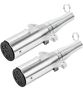 Oyviny Trailer-Side 7 Pin Round Trailer Plug with Extension Spring 2PCS, 7 Way Semi Trailer Plug ...