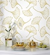 Peel and Stick Wallpaper White and Gold Contact Paper for Cabinets Removable Self-adhesive Wallpa...