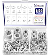 1100 Pcs Flat Washers Assortment Kit – 304 Stainless Steel, 9 Metric Sizes (M2–M12), Metal Washer...