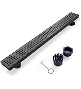 Elefloom Offset Linear Shower Drain, Matte Black Shower Drain 60 inch with Removable Grate Cover,...