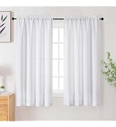 WelvetBLK White Curtains for Bedroom Living Room 63 Inch Length 2 Panels Set, Soft Airy Solid Fau...