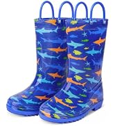 OlyPegic Kids Rain Boots for Boys Waterproof Natural Rubber Toddler Rain Boots