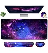 Large Mouse Pad and Keyboard Wrist Rest, Desk Pad for Keyboard and Mouse, 4-in-1 Large Gaming Mou...