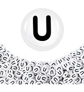 TOAOB 100pcs Vowel Letter Beads 4x7mm White Acrylic Alphabet Beads Individual Black Round Letter ...