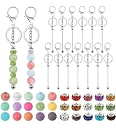CXIIPOL 105 Pcs Beadable Keychains Set, Bulk Beadable Keychains Bars DIY Blank Keychain, Metal Be...