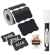 ONUPGO Chalkboard Labels-180pcs Waterproof Reusable Blackboard Stickers with 1 Liquid Chalk Marke...