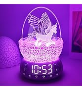 Unicorn Night Light for Kids with 20 Soothing Sounds & Bluetooth Speaker, Unicorn Digital Clock w...