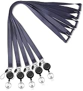Lanyard Black Retractable 5 Pack bagde Reel Lanyards Retractable with ID Card Badge Retractable R...