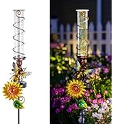 VEWOGIFT Rain Gauge Outdoor, Solar Rain Gauges for Yard, Freeze Proof Rain Gauge with 7" Plastic ...