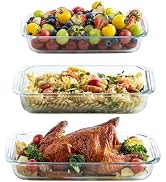 Glass Baking Dish, Glass Baking Dishes for oven,Food Container 3-Piece Set for Cooking Lasagna Ki...