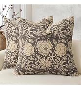 DKwizme Vintage Floral Print Throw Pillow Covers 18x18 Set of 2 Neutral Modern Farmhouse Pillowca...