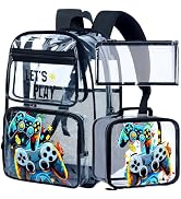 KLFVB 3PCS Clear Backpack for Girls and Boys, Kids See Through Backpacks Stadium Approved, Transp...