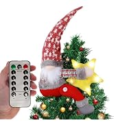 Christmas Tree Topper Gnome Decorations with Lights,21.7 Inches Handmade Embrace Christmas Tree G...