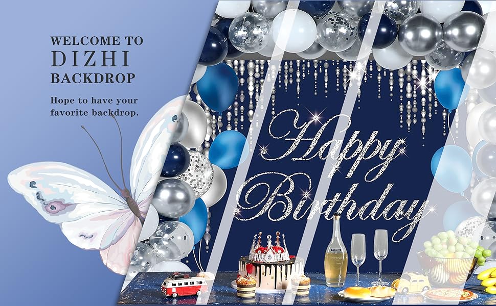 DIZHI Birthday Backdrop Banner