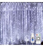SINAMER Upgrade 300 LED Curtain Light, 9.8ft x 9.8ft Copper Wire String Lights, USB Powered Hangi...