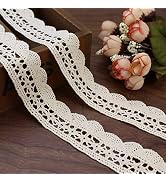 ZNZAKKA Vintage Lace Trim Beige Cotton Lace Ribbon Scalloped Lace Edge for Gift Packaging, Scrapb...
