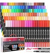 Taotree 150 Colors Dual Tip Art Markers Pens for Adult Coloring Book, Artist Fine & Brush Tip Col...