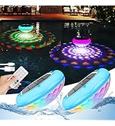 QOLNBY Solar Floating Pool Lights, USB Rechargeable 2600mAh Pool Lights with Remote, 6.69 Inch IP...