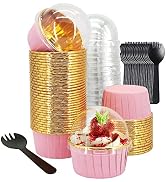 Cupcake Liners With Lids 50 Pack,LNYZQUS 5.5 Oz Large Foil Cupcake Cups Muffin Tins,Disposable Ba...
