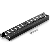 VCELINK 1U Server Rack Cable Management 12-Slot, 19" Carbon Steel Horizontal Network Cable Manage...