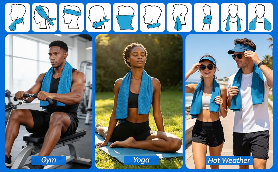 ice towel for workout, camping, hiking, running, gym, yoga, golf, tennis, baseball, cycling, fitness
