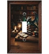 Decorative Art Light Switch Covers Enchanted Library Dragon Single Toggle Wall Plate Decorative S...