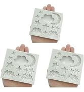 3Pcs Star Moon Clouds Shaped Silicone Fondant Molds, Candy Chocolate Molds for DIY Cake Fondant C...