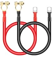 Linkstyle 2PCS 2 AWG 20 Inch Battery Cables with 3/8" Ring Terminals & Battery Terminal Clamps, 5...