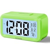 KESHIDE Night Light Digital Alarm Clock Battery Operated with Indoor Temperature, Desk Small Cloc...
