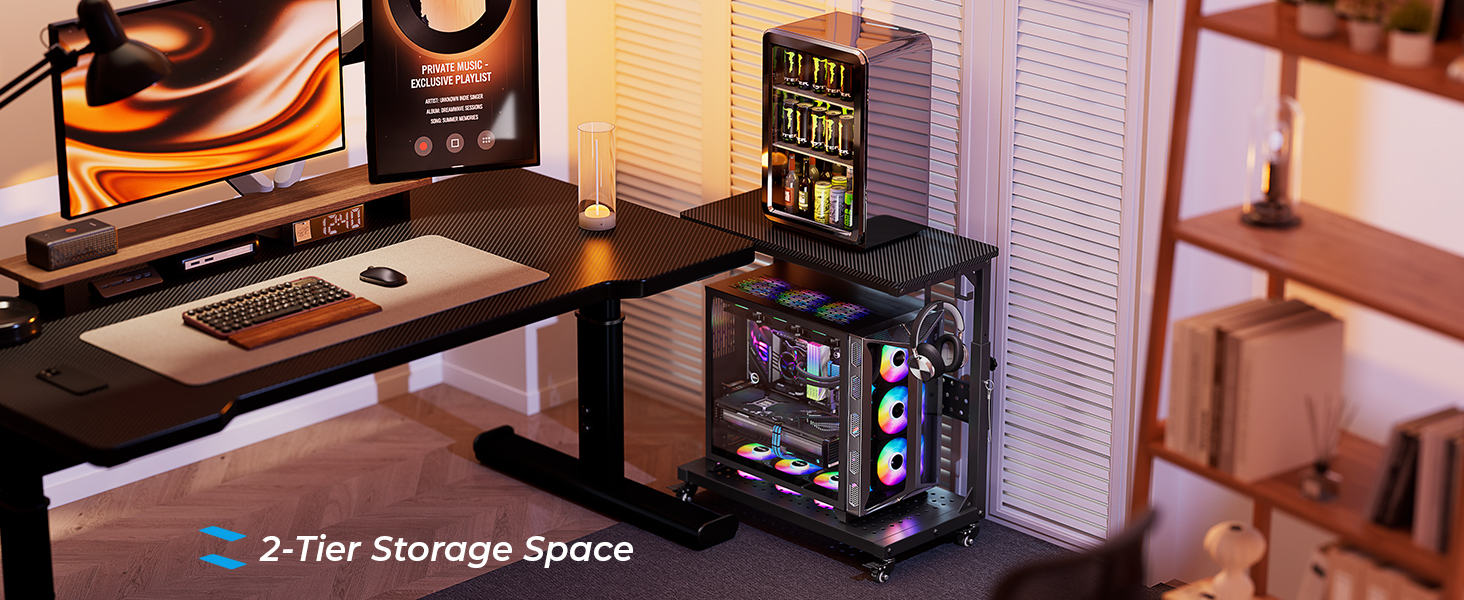 2 tier pc cart