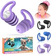 Swimming Ear Plugs Waterproof Earplugs - 3 Pairs Silicone Swim Ear Plugs for Kids, Water Sports E...