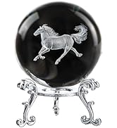 ZEERSHEE 60mm 3D Horse Crystal Ball Figurines with Stand Chinese Zodiac Glass Ball Feng Shui Sphe...