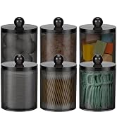 6 Pack Acrylic Qtip Holder Dispenser for Cotton Swabs, Balls, Pads, Floss Picks- Clear Plastic Ca...
