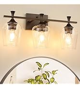 Bathroom Vanity Light Fixtures Over Mirror,3 Light Modern Vanity Lighting with Clear Wine Glass B...