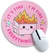 Funny Round Mouse Pad for Desk, Cute Office Decor for Women, Dumpster on Fire Small Mousepad,Stit...