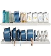 ORDORA 2 Pack Expandable Pots and Pans Organizer for Food Storage Container | Dual-Sided extendab...