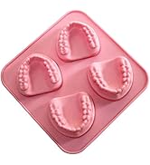 Denture Teeth Ice Cube Mold, 4 Cavity Silicone Tray for Dentist Seniors Ice Tray Mold