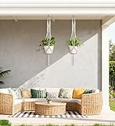 Mkono 2 Packs 43 Inch Macrame Plant Hanger Large for up to 12 Inch Pot Extra Long Hanging Plant H...