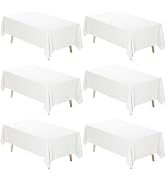 Fixwal 6 Pack White Table Cloth Rectangle, 60 x 102 Inch Polyester Fabric Tablecloths Rectangular...