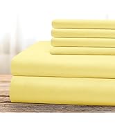 BYSURE Hotel Luxury Bed Sheets Set 6 Piece(Full, Yellow) - Super Soft 1800 Thread Count 100% Micr...
