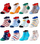 HYCLES Toddler Grip Socks, Boys Girls Non-Slip Cartoon Ankle Socks for Kids 1-7T